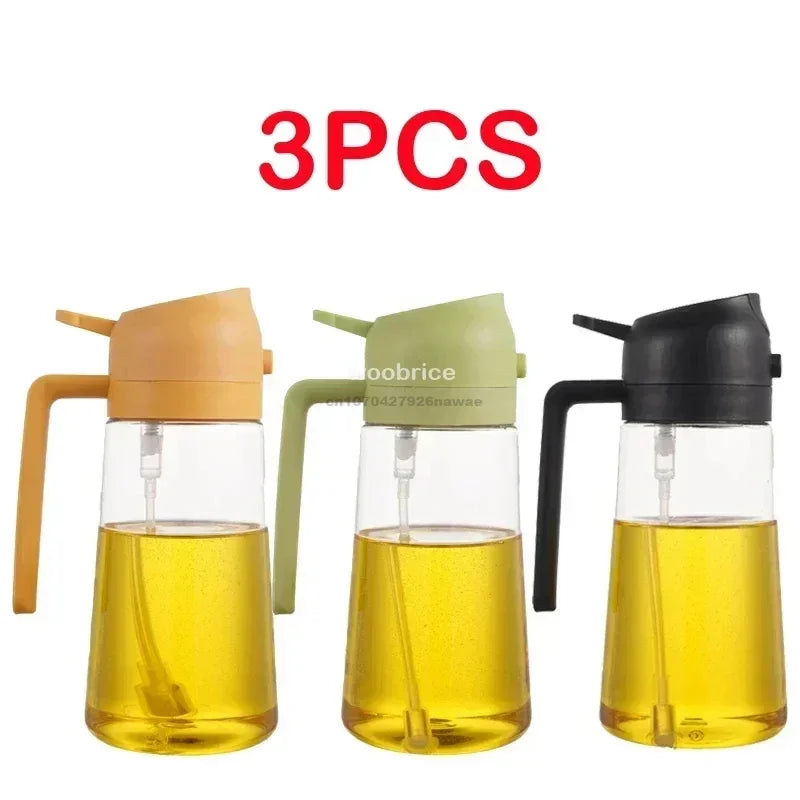 2-in-1 Oil Sprayer & Dispenser Bottle | Refillable Kitchen Oil Spray Bottle | Olive Oil & Cooking Oil Mister for Cooking