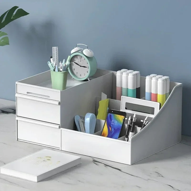 Desktop Storage Box | Makeup & Skincare Organizer | Desk Stationary Storage