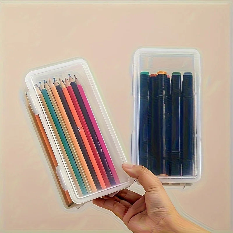 Clear Plastic Storage Boxes with Hinged Lids | Stackable Home Organization Containers | Small Parts & Office Supply Storage Box | Space-Saving Organizer
