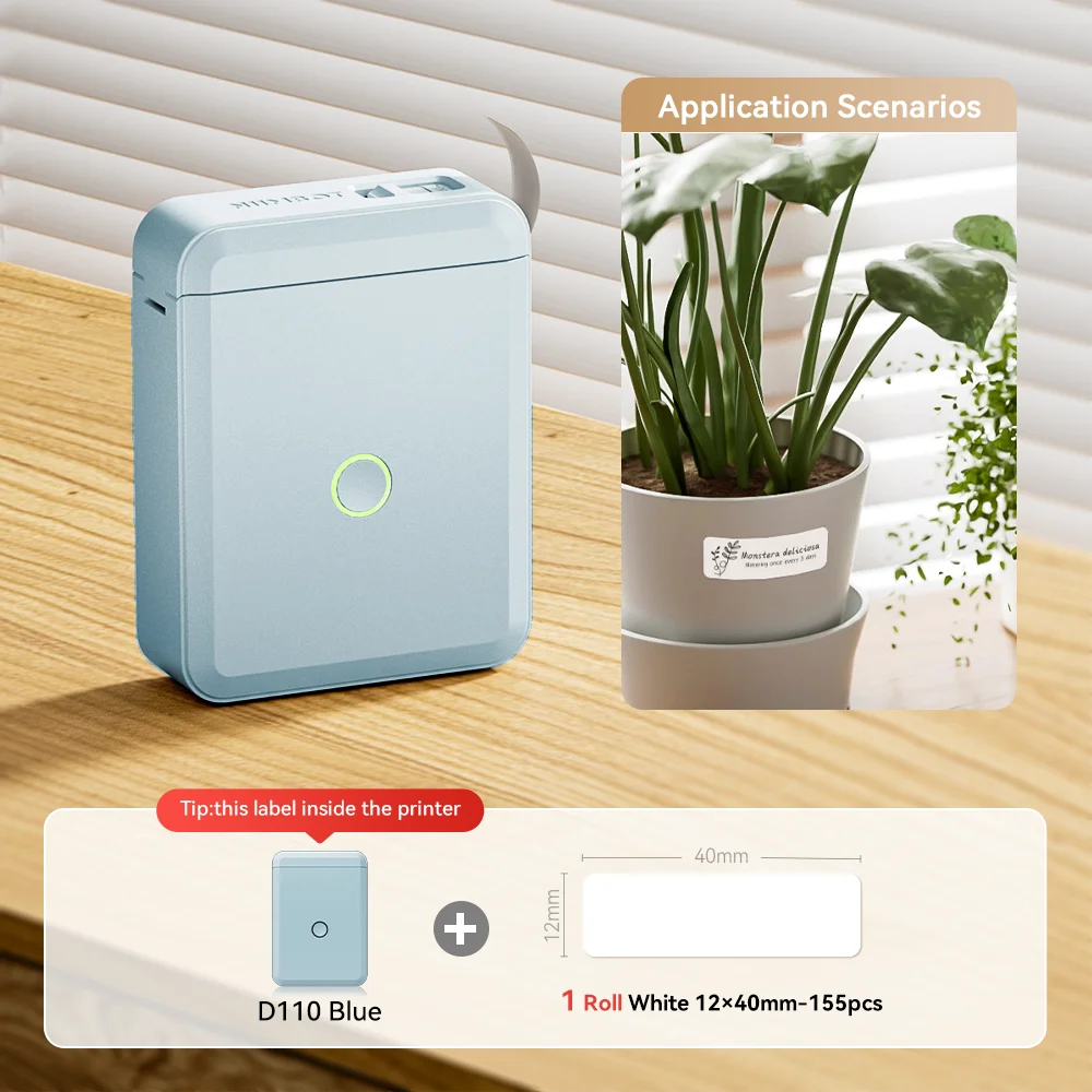 Bluetooth Label Maker | Mini Wireless Thermal Label Printer | Inkless Portable Sticker Machine for Home & Office Organization | NIIMBOT D110