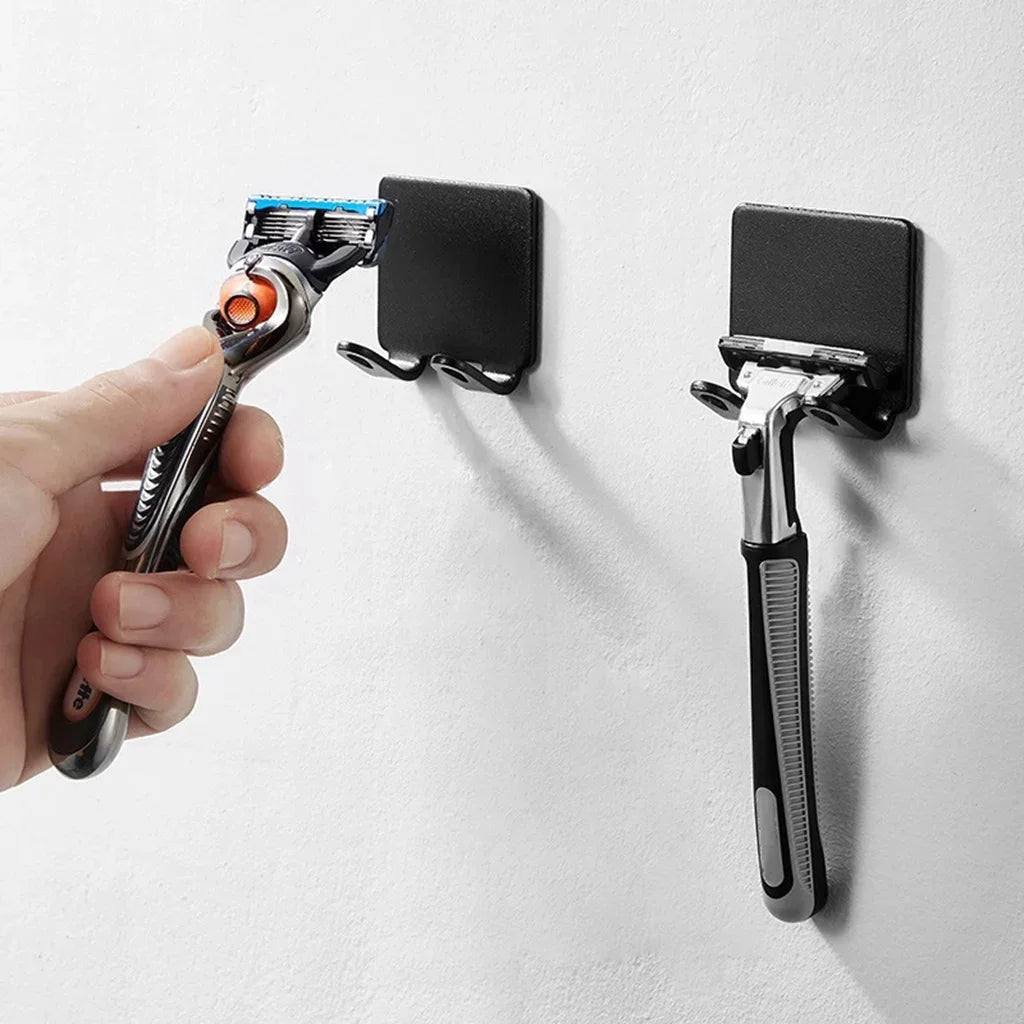 Self-Adhesive Razor Holder Hooks | No Drill Wall Mounted Shaver Organizer | Bathroom & Shower Storage Hooks