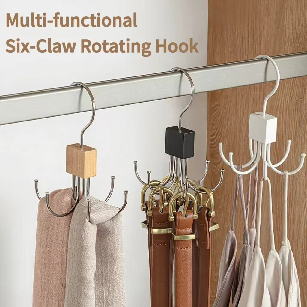 360° Rotating Closet Organizer Hanger | Multi-Hook Scarf, Belt & Tie Rack | Folding Storage Hanger for Bras, Bags, Hats, and More | Space-Saving Closet Organizer