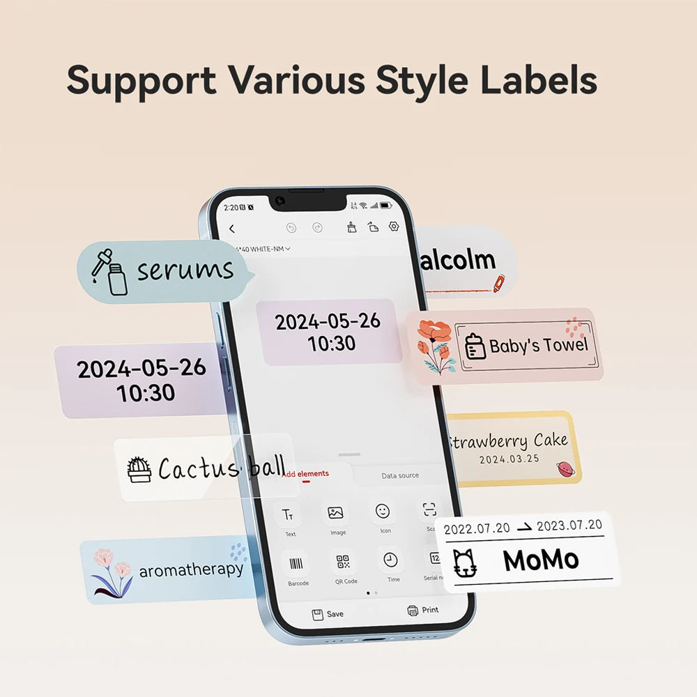 Bluetooth Label Maker | Mini Wireless Thermal Label Printer | Inkless Portable Sticker Machine for Home & Office Organization | NIIMBOT D110