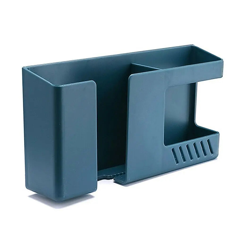 Wall Mounted Remote & Phone Holder | Self-Adhesive Charging Station Organizer | Storage Box for Remote Controls and Phone Charging