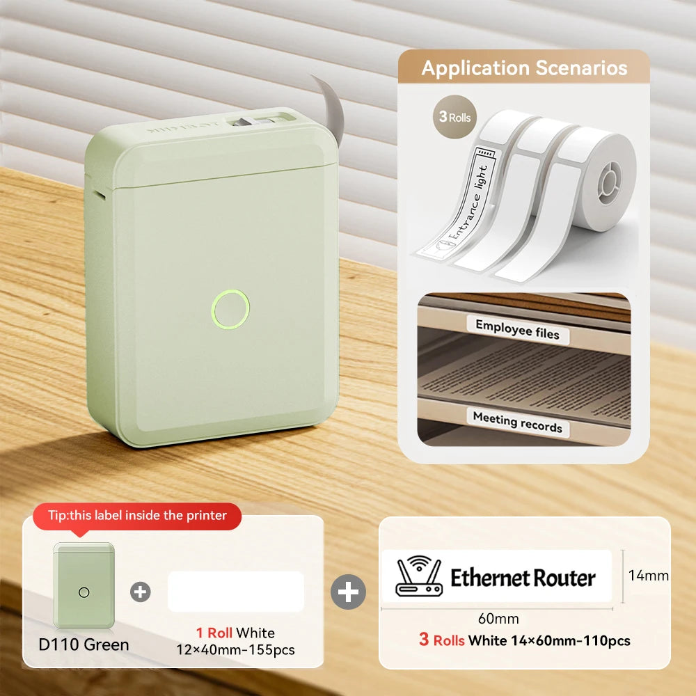 Bluetooth Label Maker | Mini Wireless Thermal Label Printer | Inkless Portable Sticker Machine for Home & Office Organization | NIIMBOT D110