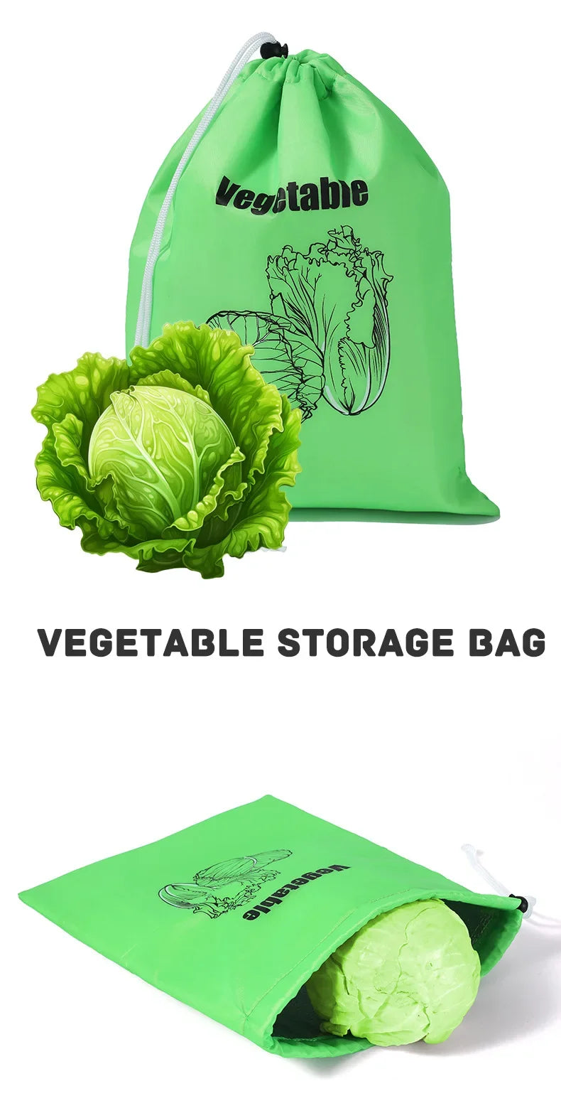 Reusable Produce Storage Bag | Insulated Drawstring Fresh-Keeper for Lettuce, Bananas & Vegetables | Refrigerator Fruit Storage Bag