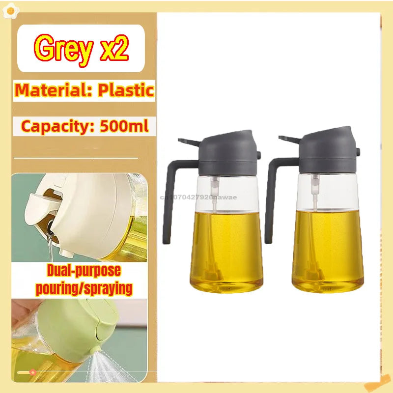 2-in-1 Oil Sprayer & Dispenser Bottle | Refillable Kitchen Oil Spray Bottle | Olive Oil & Cooking Oil Mister for Cooking