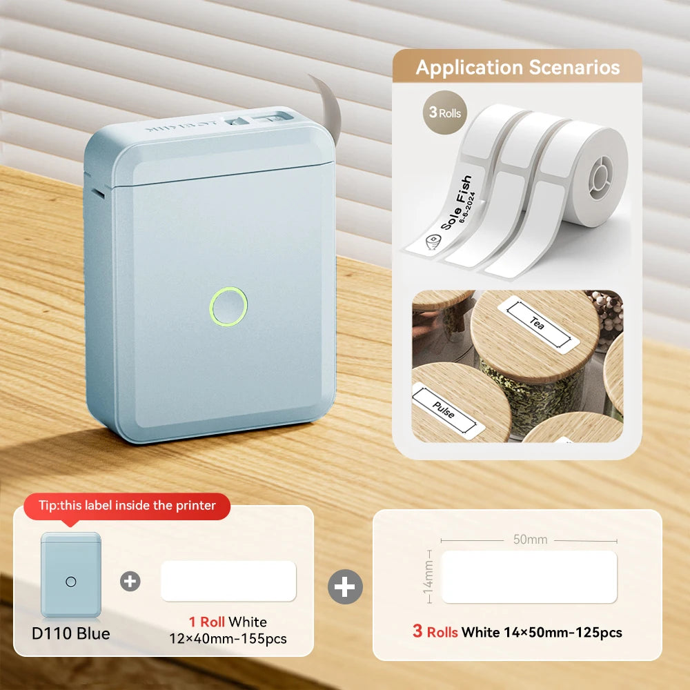 Bluetooth Label Maker | Mini Wireless Thermal Label Printer | Inkless Portable Sticker Machine for Home & Office Organization | NIIMBOT D110