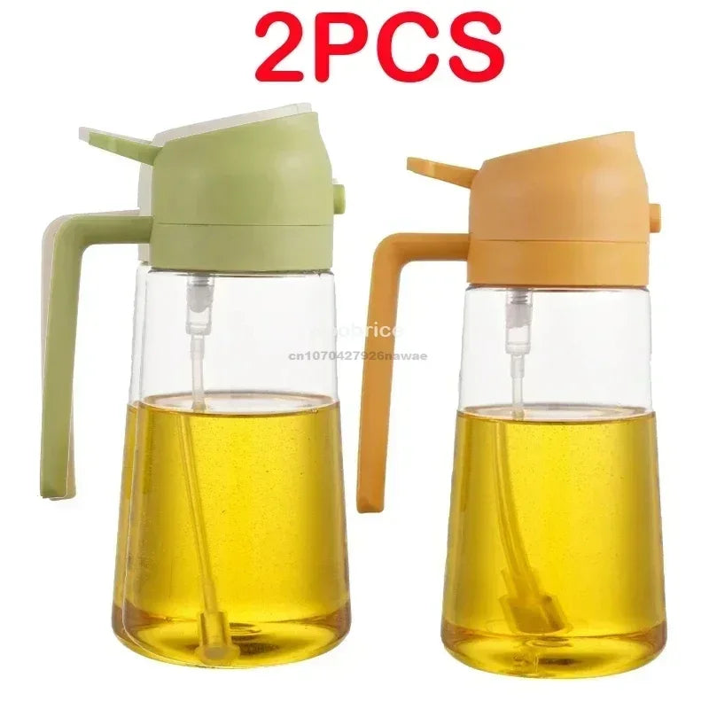 2-in-1 Oil Sprayer & Dispenser Bottle | Refillable Kitchen Oil Spray Bottle | Olive Oil & Cooking Oil Mister for Cooking