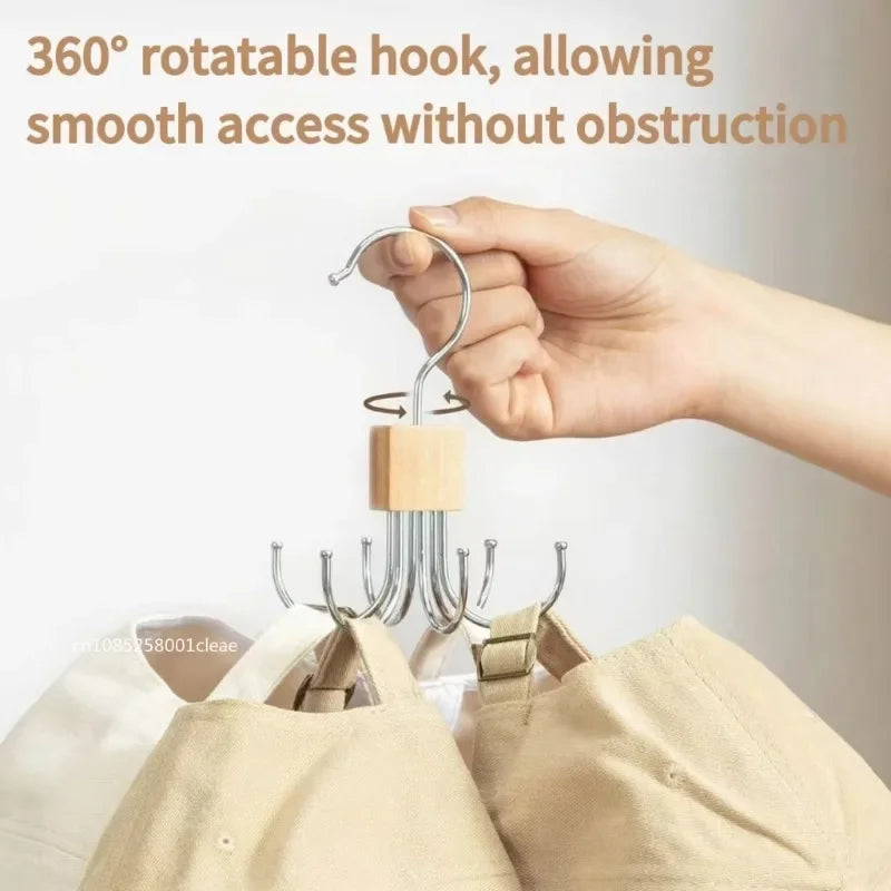360° Rotating Closet Organizer Hanger | Multi-Hook Scarf, Belt & Tie Rack | Folding Storage Hanger for Bras, Bags, Hats, and More | Space-Saving Closet Organizer