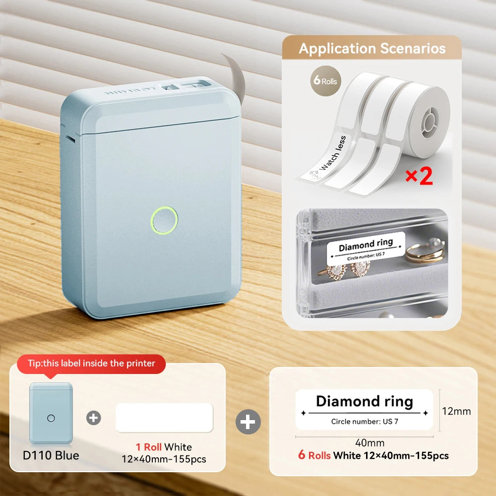 Bluetooth Label Maker | Mini Wireless Thermal Label Printer | Inkless Portable Sticker Machine for Home & Office Organization | NIIMBOT D110
