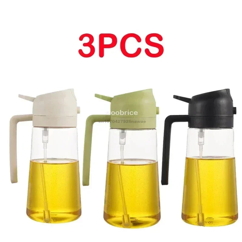 2-in-1 Oil Sprayer & Dispenser Bottle | Refillable Kitchen Oil Spray Bottle | Olive Oil & Cooking Oil Mister for Cooking