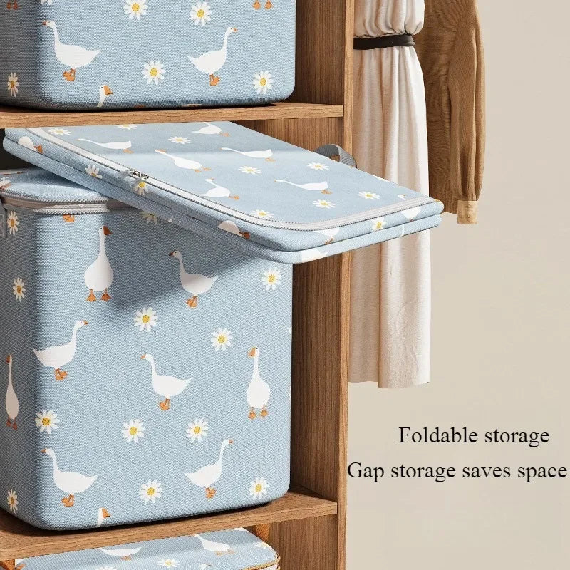 Large Capacity Foldable Storage Bag with Zipper | Clothes & Blanket Storage Bin | Daisy & Goose Closet Organizer