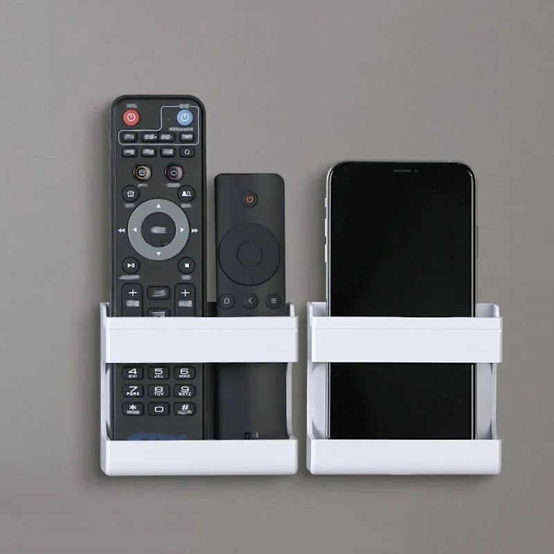 Adhesive Wall-Mounted Remote Control Holder | Phone & TV Remote Organizer | No-Drill Space-Saving Storage Shelf | Bedroom & Living Room