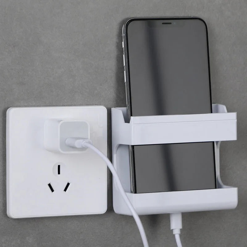 Adhesive Wall-Mounted Remote Control Holder | Phone & TV Remote Organizer | No-Drill Space-Saving Storage Shelf | Bedroom & Living Room