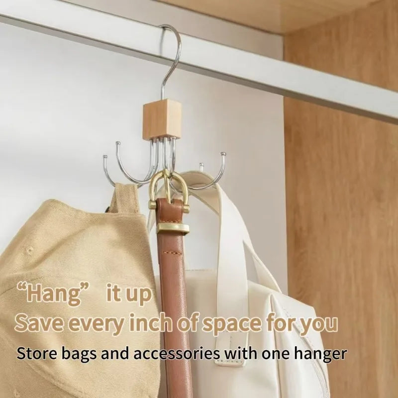 360° Rotating Closet Organizer Hanger | Multi-Hook Scarf, Belt & Tie Rack | Folding Storage Hanger for Bras, Bags, Hats, and More | Space-Saving Closet Organizer
