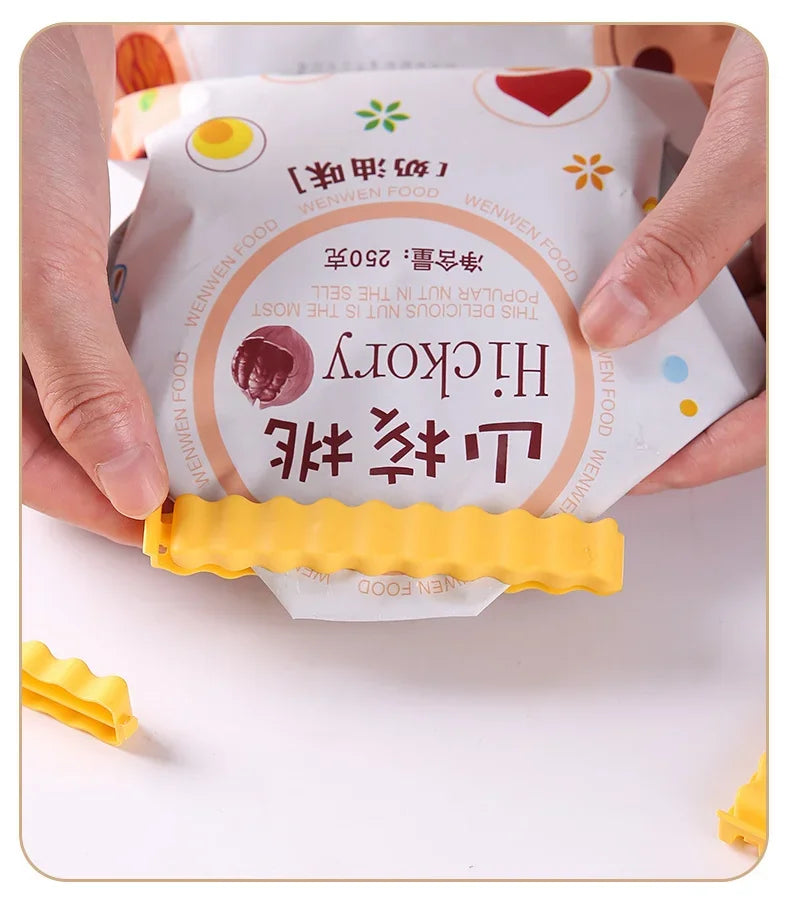 French Fry Bag Clips & Refrigerator Magnet Holder for Storage | 12-Piece Reusable Food Sealing Clips | Moisture-Proof Snack Bag Closures