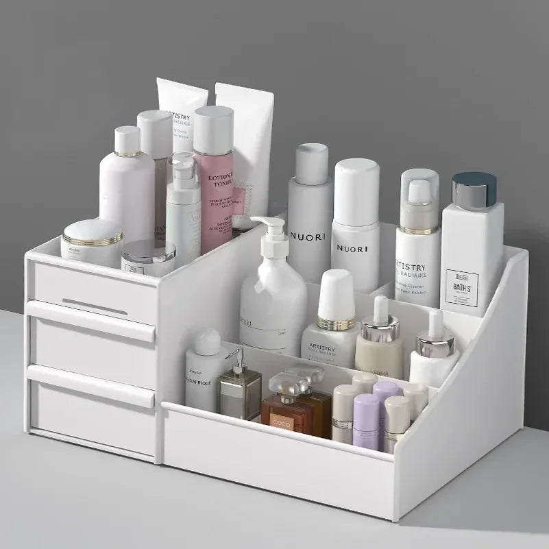Desktop Storage Box | Makeup & Skincare Organizer | Desk Stationary Storage