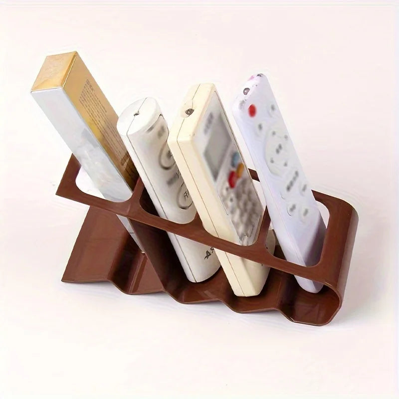 4-Compartment Remote Control Organizer | Desktop Storage Rack for TV Remotes & Small Items | Multi-Purpose Plastic Desk Organizer | Space-Saving Holder