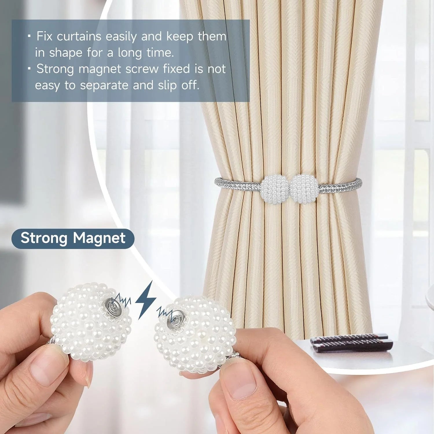 Pearl Magnetic Curtain Tiebacks | Decorative Curtain Clips