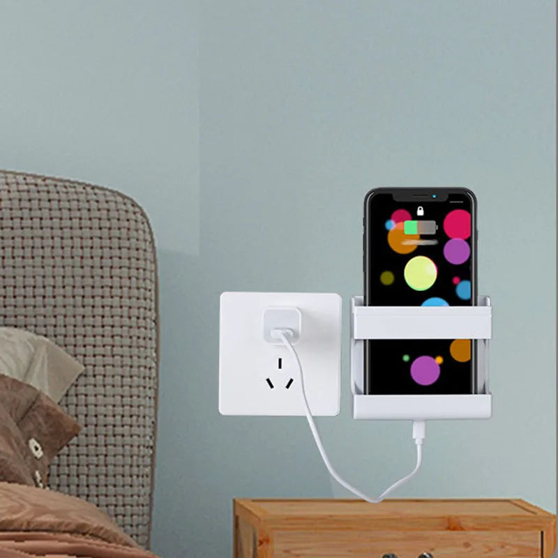 Adhesive Wall-Mounted Remote Control Holder | Phone & TV Remote Organizer | No-Drill Space-Saving Storage Shelf | Bedroom & Living Room