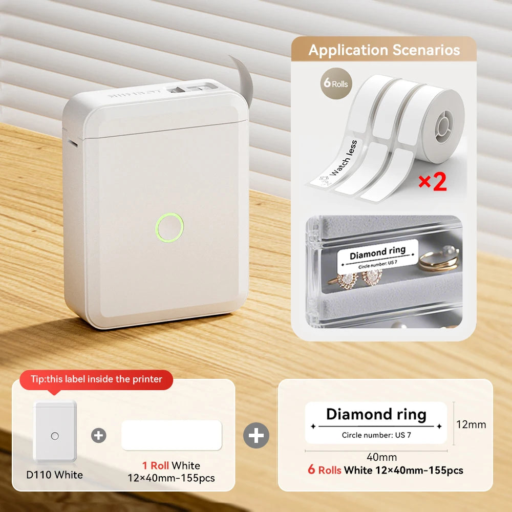 Bluetooth Label Maker | Mini Wireless Thermal Label Printer | Inkless Portable Sticker Machine for Home & Office Organization | NIIMBOT D110