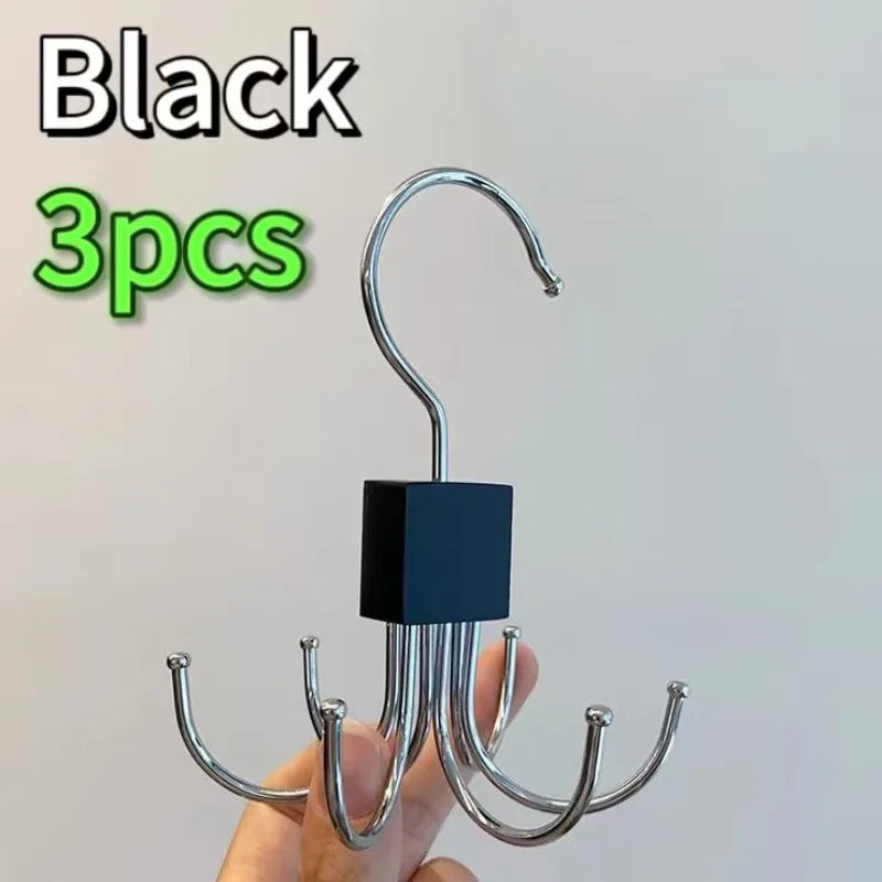 360° Rotating Closet Organizer Hanger | Multi-Hook Scarf, Belt & Tie Rack | Folding Storage Hanger for Bras, Bags, Hats, and More | Space-Saving Closet Organizer