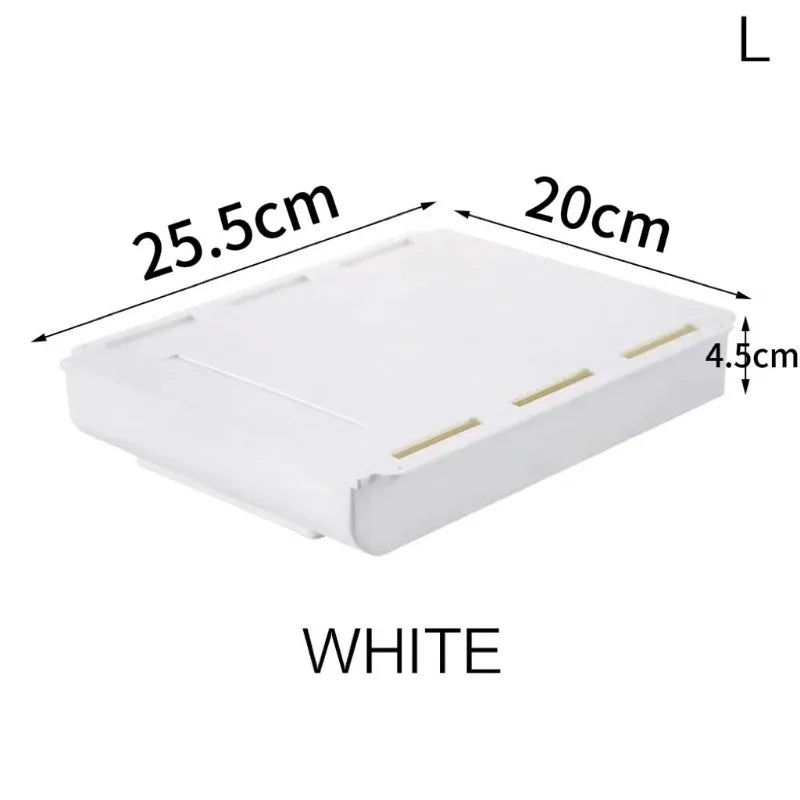 Hidden Under Desk Storage Drawer | Self-Adhesive Sliding Organizer Box | Desk Drawer for Office Supplies, Makeup & Accessories