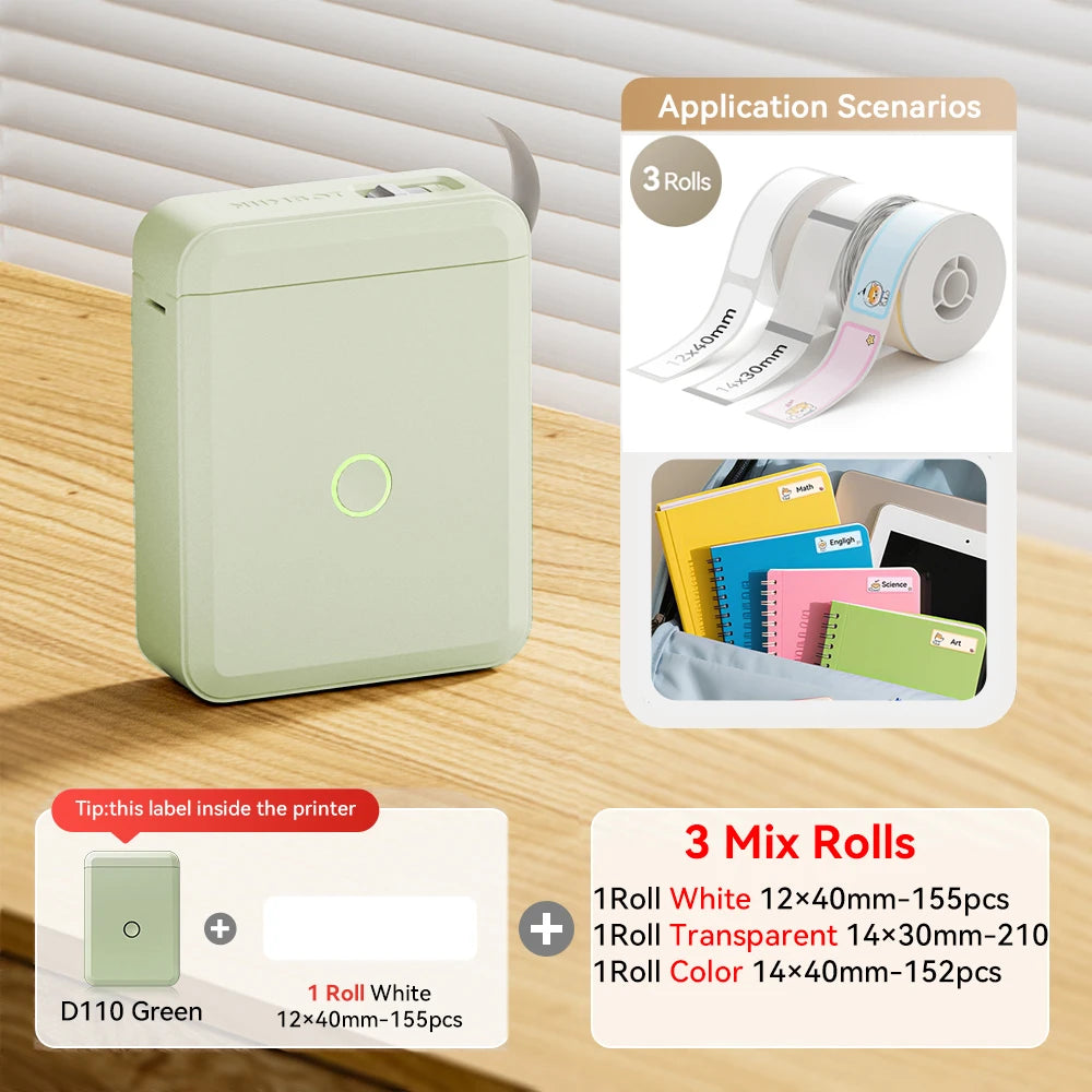 Bluetooth Label Maker | Mini Wireless Thermal Label Printer | Inkless Portable Sticker Machine for Home & Office Organization | NIIMBOT D110