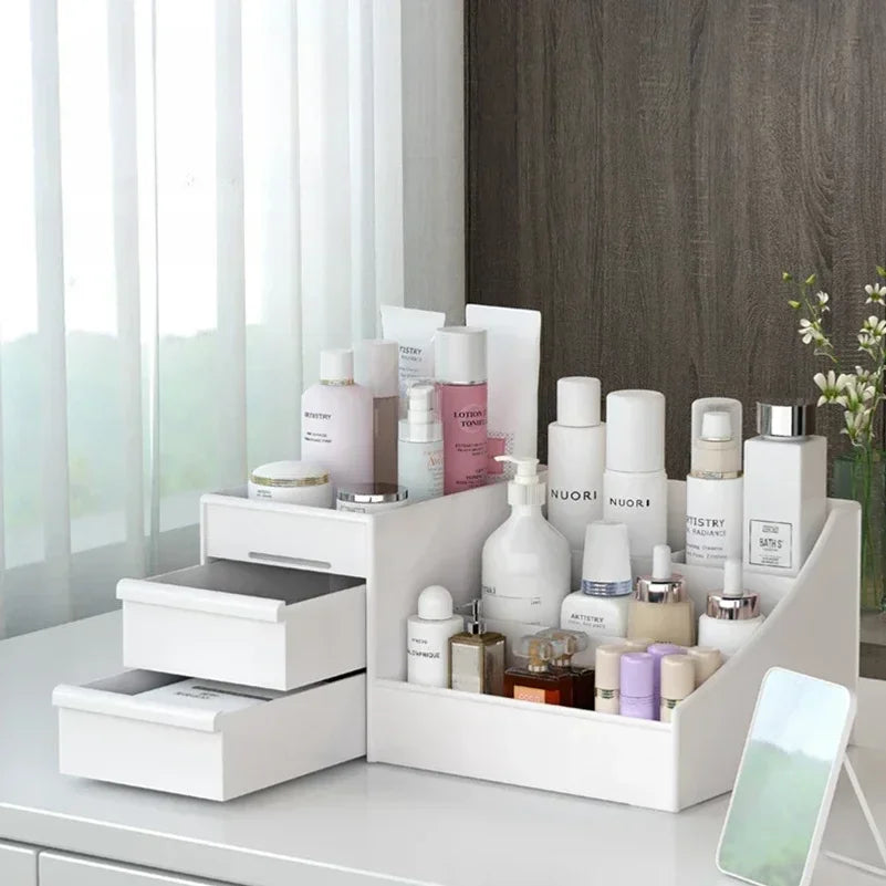 Desktop Storage Box | Makeup & Skincare Organizer | Desk Stationary Storage