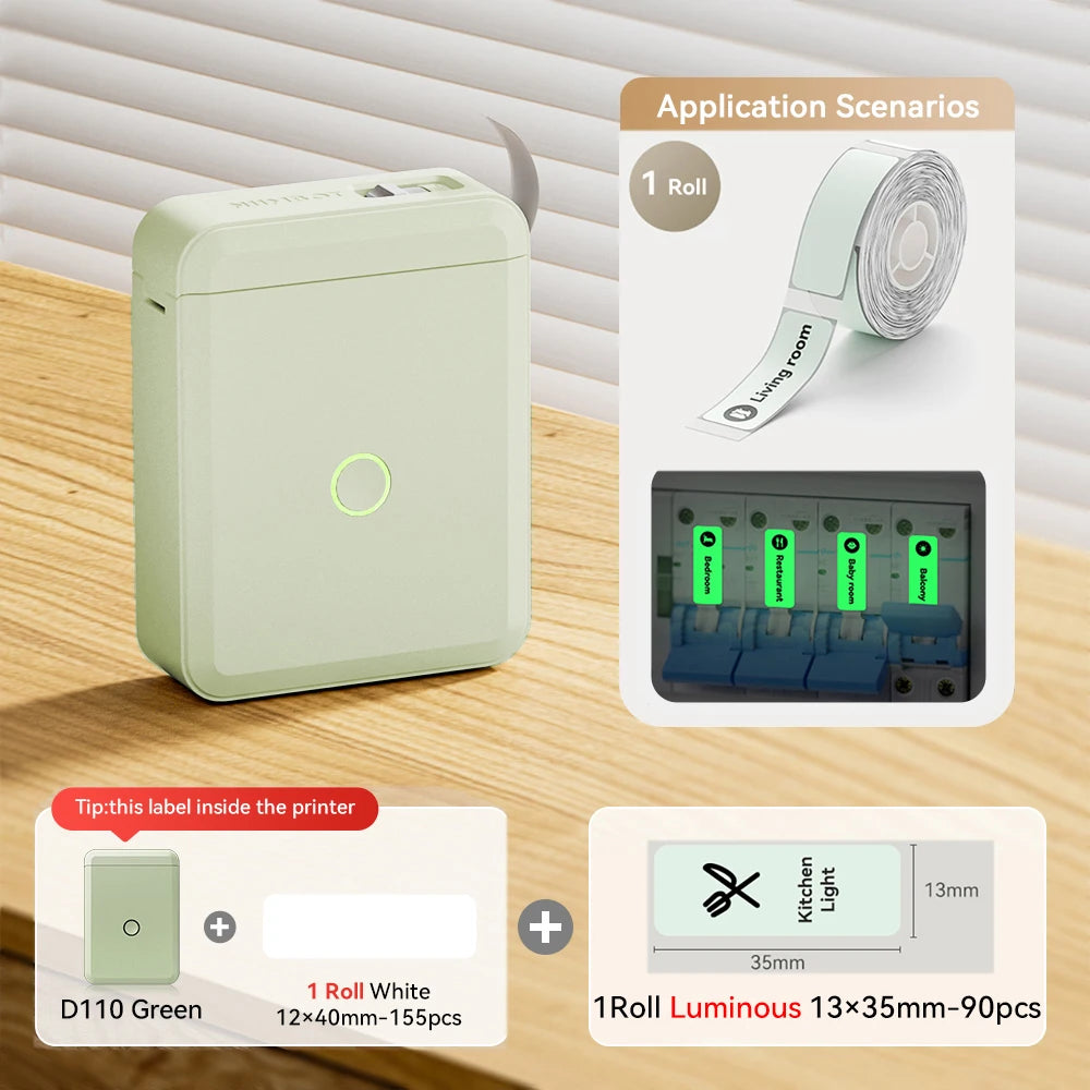 Bluetooth Label Maker | Mini Wireless Thermal Label Printer | Inkless Portable Sticker Machine for Home & Office Organization | NIIMBOT D110