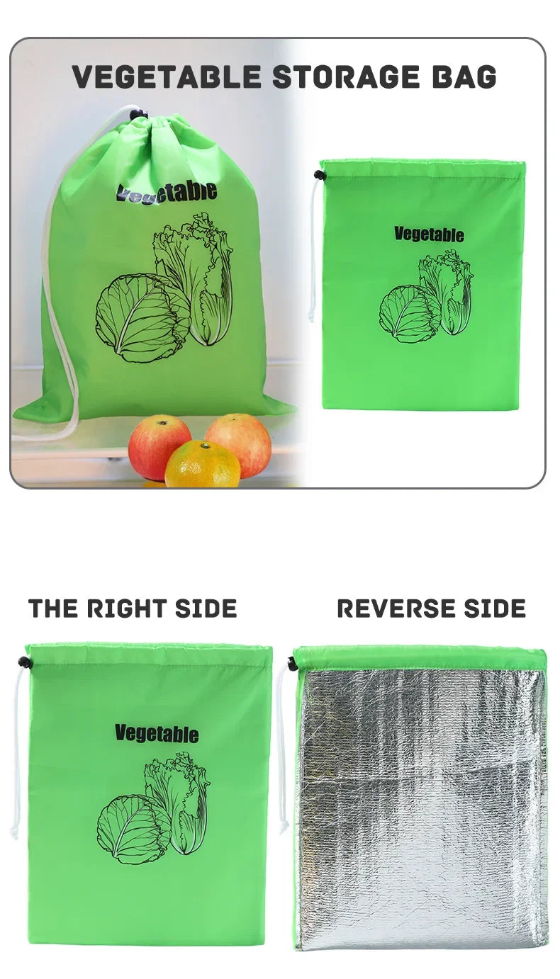 Reusable Produce Storage Bag | Insulated Drawstring Fresh-Keeper for Lettuce, Bananas & Vegetables | Refrigerator Fruit Storage Bag