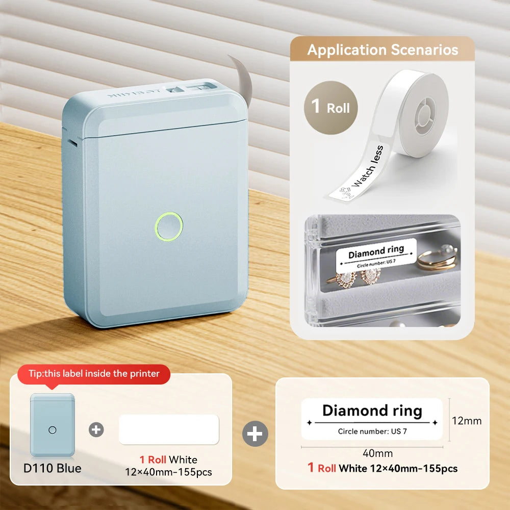 Bluetooth Label Maker | Mini Wireless Thermal Label Printer | Inkless Portable Sticker Machine for Home & Office Organization | NIIMBOT D110