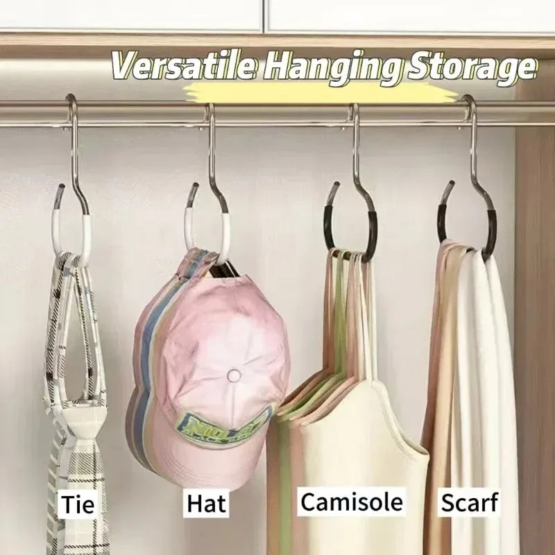 Closet Hanger Organizer | Round Hook Storage | Hat, Scarf, Tie & Bag Organizer | Space-Saving Closet Accessory Hanger