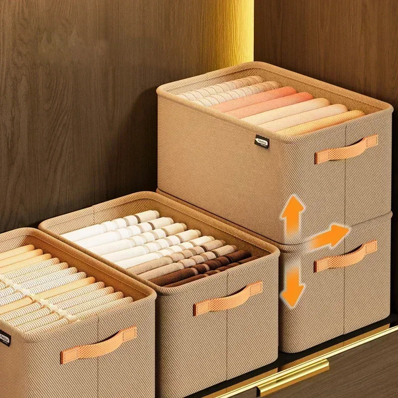 Foldable Clothes Organizer Bin | Wardrobe Storage Box for Clothes, Towels, Blankets, & Closet Organization