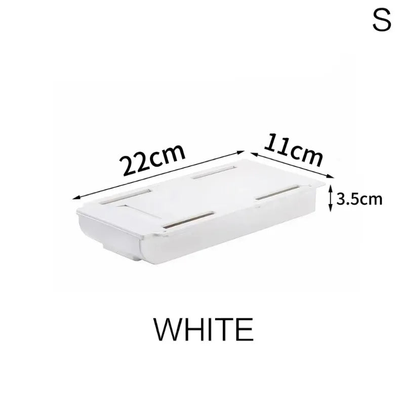 Hidden Under Desk Storage Drawer | Self-Adhesive Sliding Organizer Box | Desk Drawer for Office Supplies, Makeup & Accessories