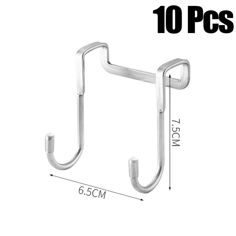 Stainless Steel Double S-Shaped Door Hanger Hooks | Over Door Storage Organizer for Bathroom, Kitchen & Closet | Hooks Only. Towels and Accessories are Not Included