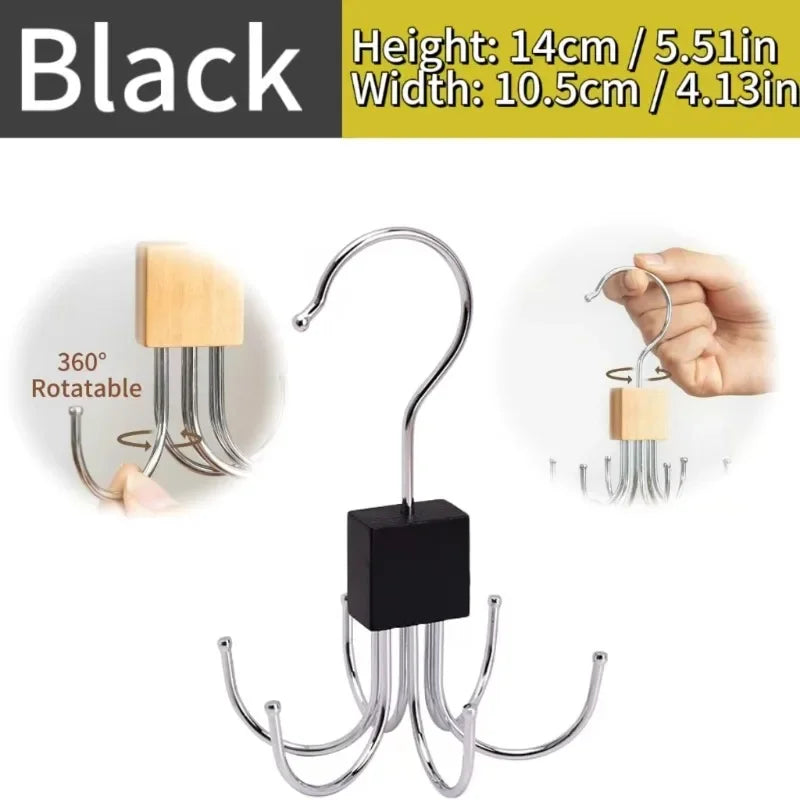 360° Rotating Closet Organizer Hanger | Multi-Hook Scarf, Belt & Tie Rack | Folding Storage Hanger for Bras, Bags, Hats, and More | Space-Saving Closet Organizer