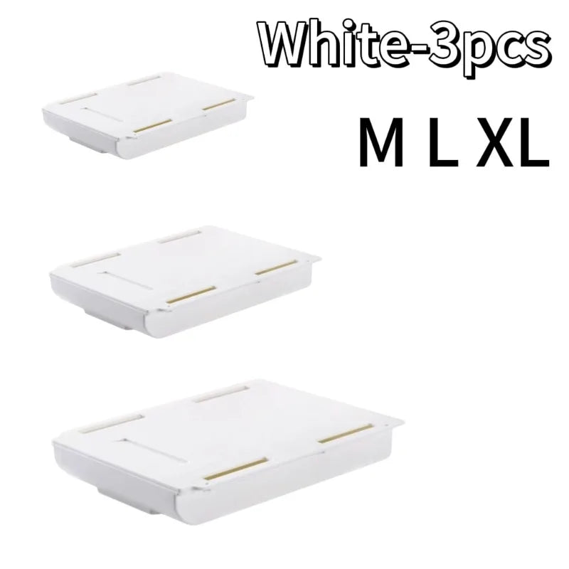 Hidden Under Desk Storage Drawer | Self-Adhesive Sliding Organizer Box | Desk Drawer for Office Supplies, Makeup & Accessories