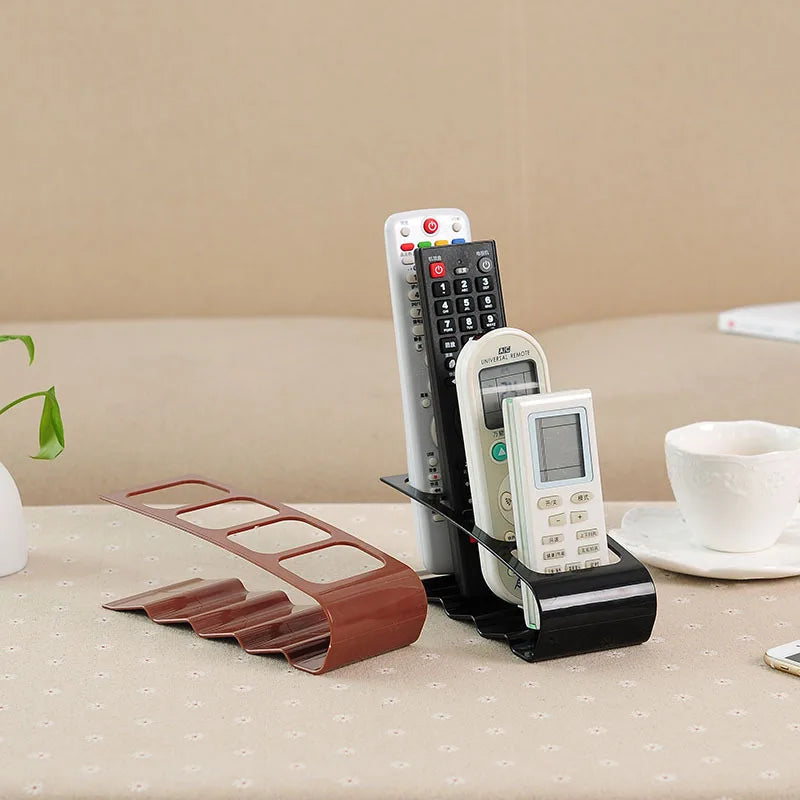 4-Compartment Remote Control Organizer | Desktop Storage Rack for TV Remotes & Small Items | Multi-Purpose Plastic Desk Organizer | Space-Saving Holder