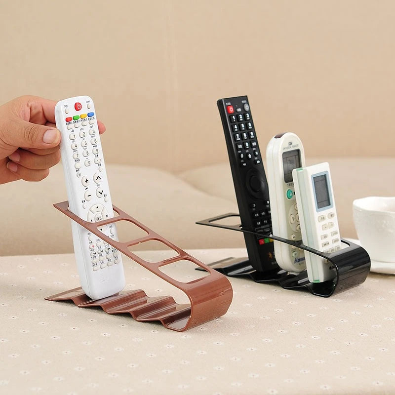 4-Compartment Remote Control Organizer | Desktop Storage Rack for TV Remotes & Small Items | Multi-Purpose Plastic Desk Organizer | Space-Saving Holder