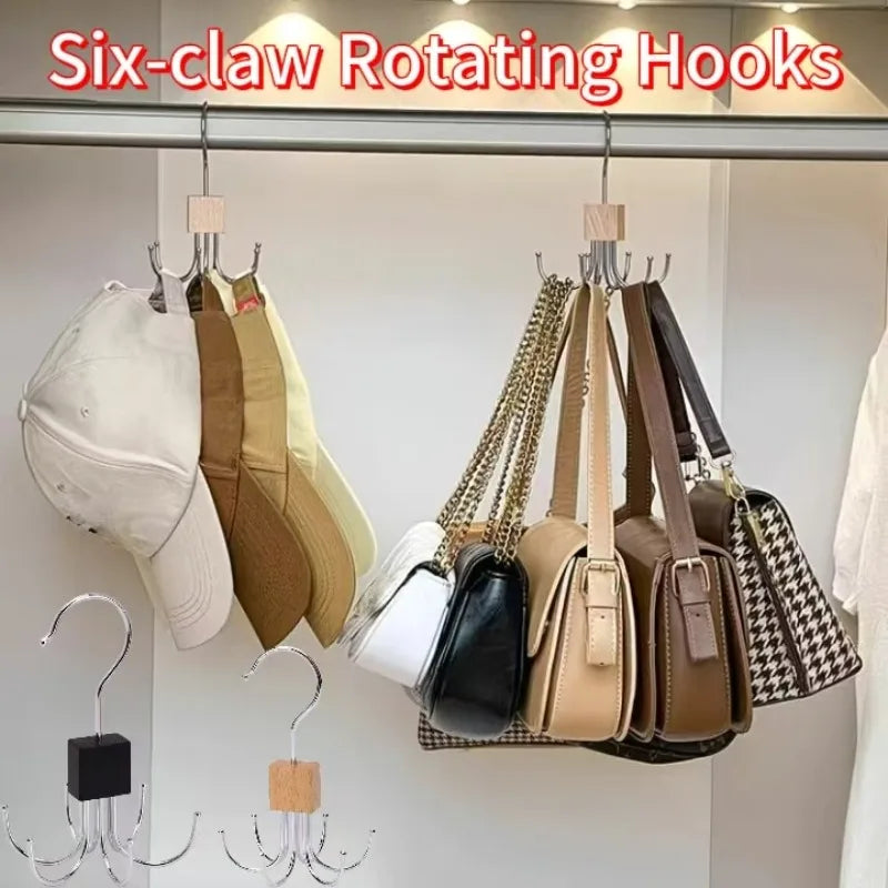 360° Rotating Closet Organizer Hanger | Multi-Hook Scarf, Belt & Tie Rack | Folding Storage Hanger for Bras, Bags, Hats, and More | Space-Saving Closet Organizer