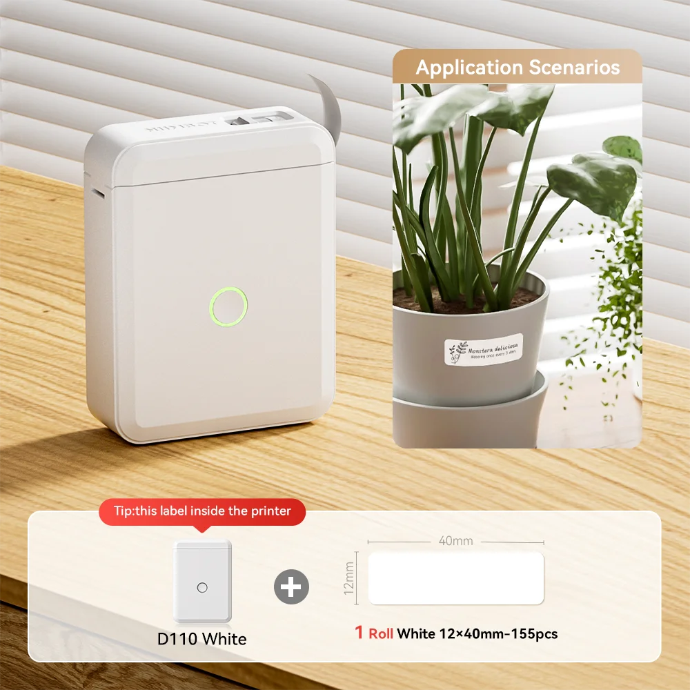 Bluetooth Label Maker | Mini Wireless Thermal Label Printer | Inkless Portable Sticker Machine for Home & Office Organization | NIIMBOT D110
