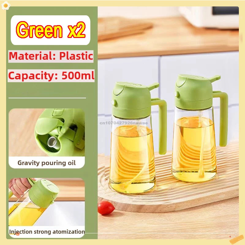 2-in-1 Oil Sprayer & Dispenser Bottle | Refillable Kitchen Oil Spray Bottle | Olive Oil & Cooking Oil Mister for Cooking