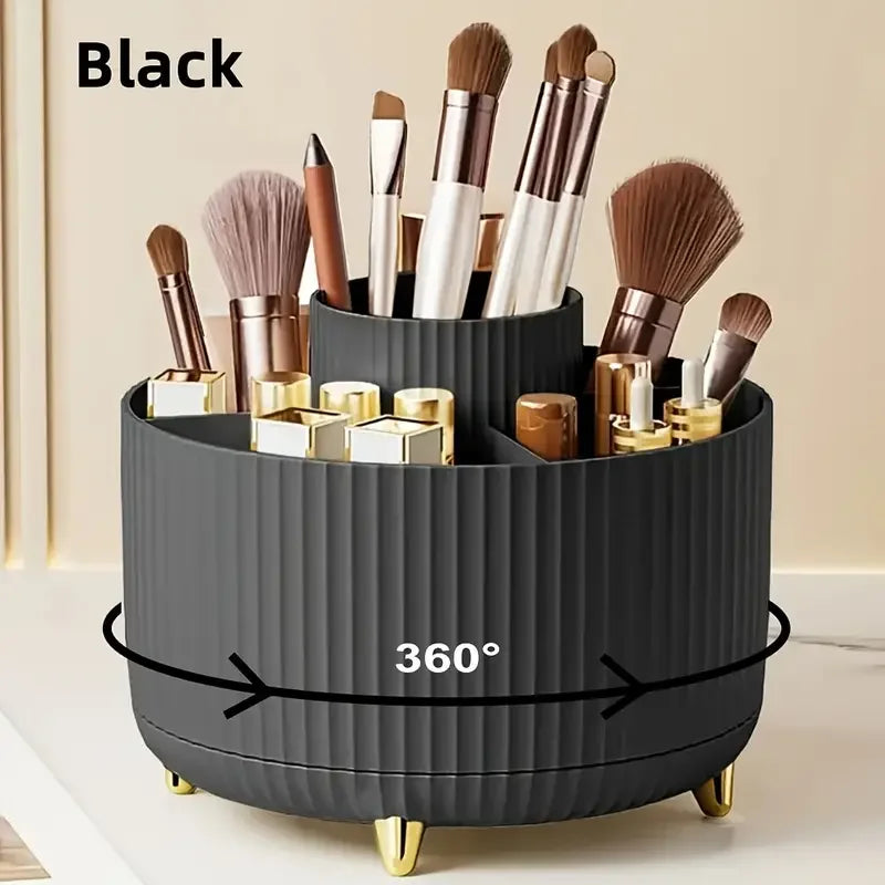360° Rotating Makeup Organizer | Multi-Compartment Cosmetic Storage Holder | Vanity Organizer for Brushes & Skincare | Makeup, Brushes, and Accessories are NOT Included