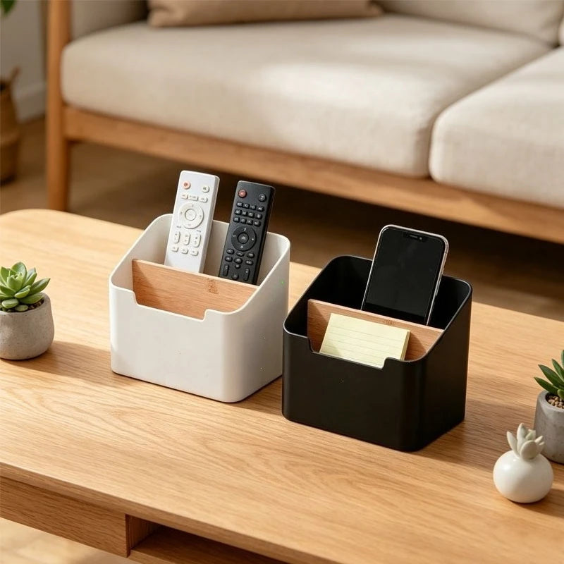 Desktop Remote Control Organizer | Multi-Compartment Storage Box for Office Supplies, Cosmetics & Remotes | Living Room Desk Organizer