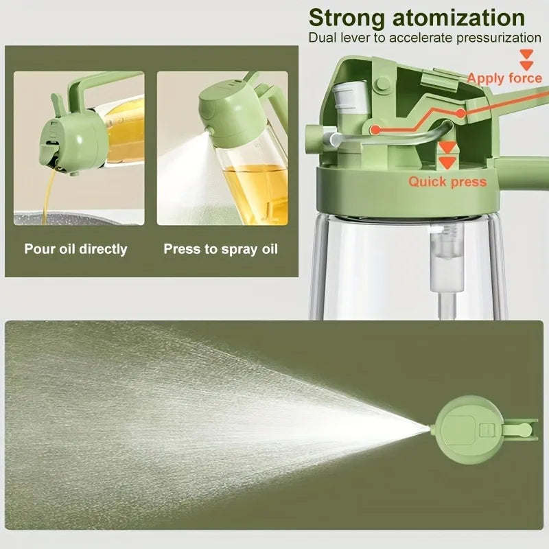 2-in-1 Oil Sprayer & Dispenser Bottle | Refillable Kitchen Oil Spray Bottle | Olive Oil & Cooking Oil Mister for Cooking