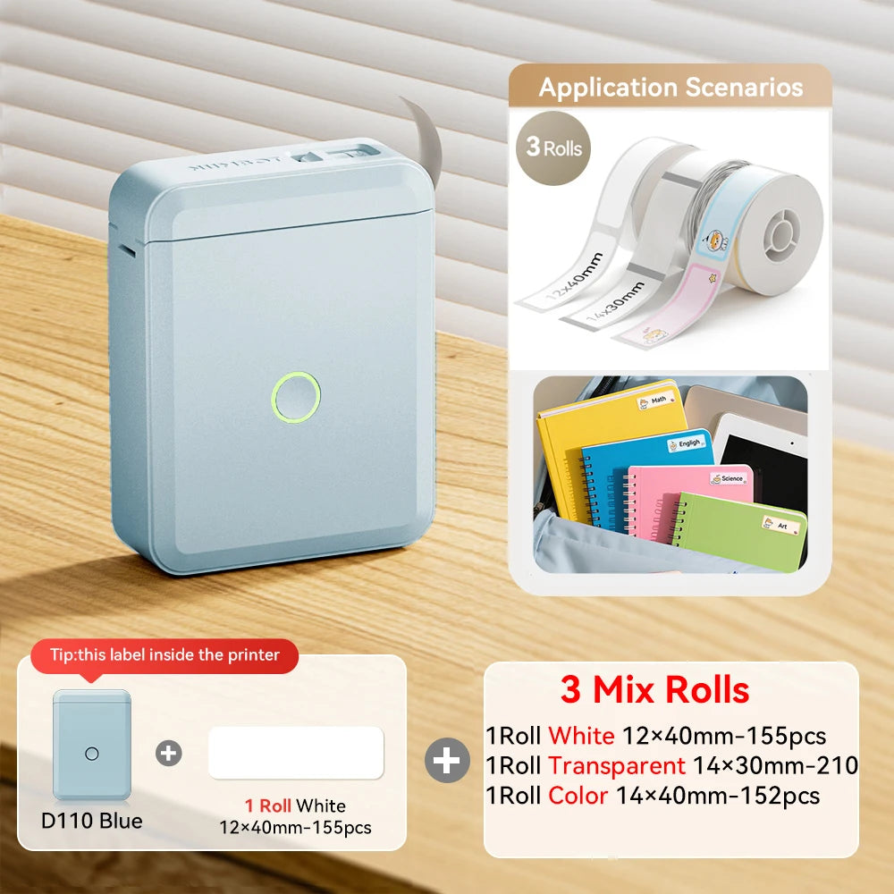 Bluetooth Label Maker | Mini Wireless Thermal Label Printer | Inkless Portable Sticker Machine for Home & Office Organization | NIIMBOT D110