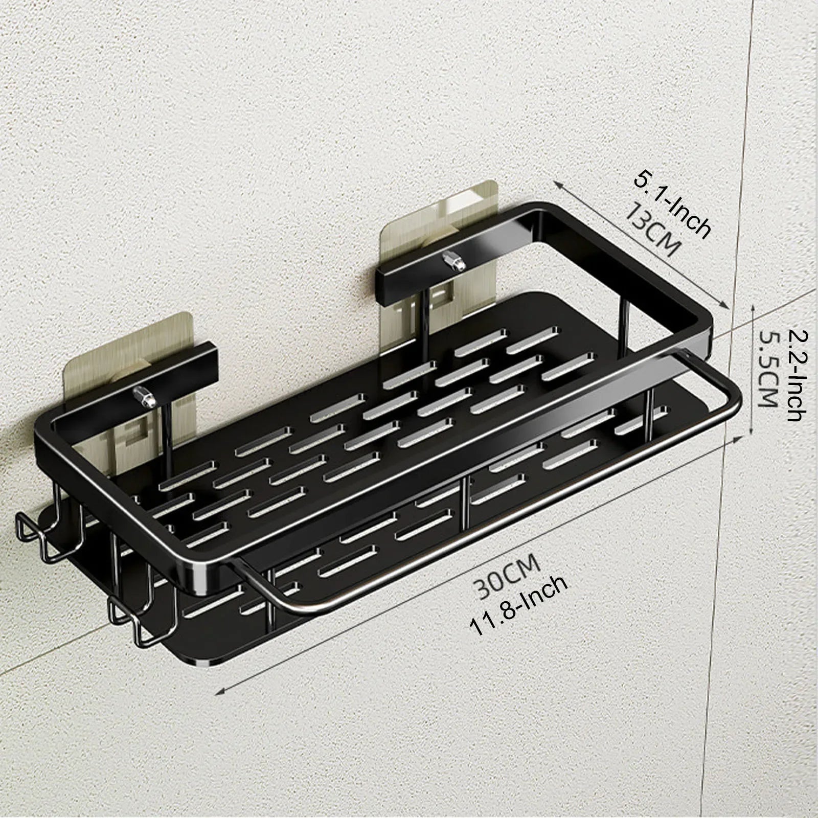 No Drill Bathroom Shelf | Wall Mounted Adhesive Bathroom Organizer for Shower and Wall