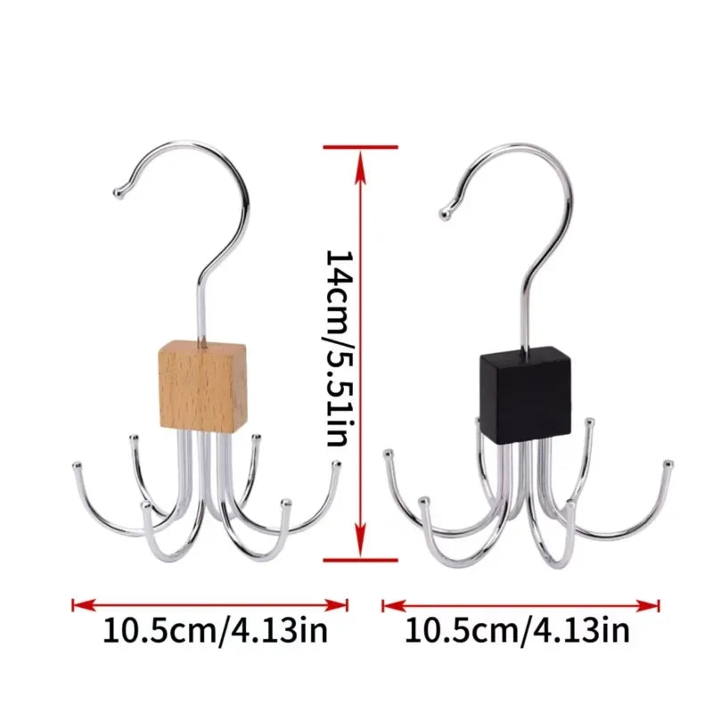 360° Rotating Closet Organizer Hanger | Multi-Hook Scarf, Belt & Tie Rack | Folding Storage Hanger for Bras, Bags, Hats, and More | Space-Saving Closet Organizer